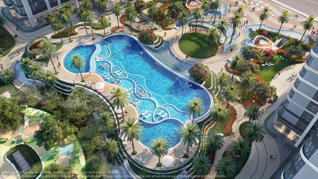 hồ bơi vô cực tầng 3 The Opus One 680m2