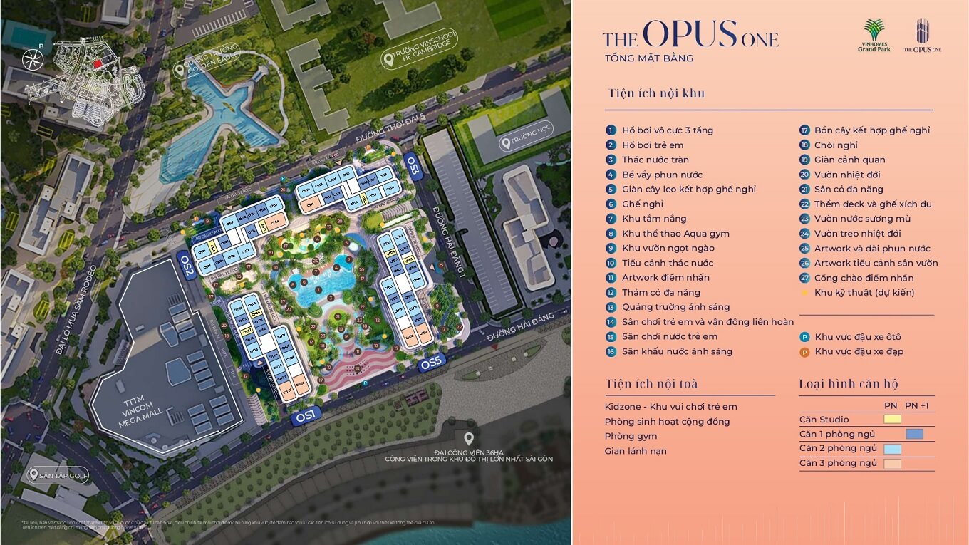 mặt bằng tổng thể 4 toà The Opus One