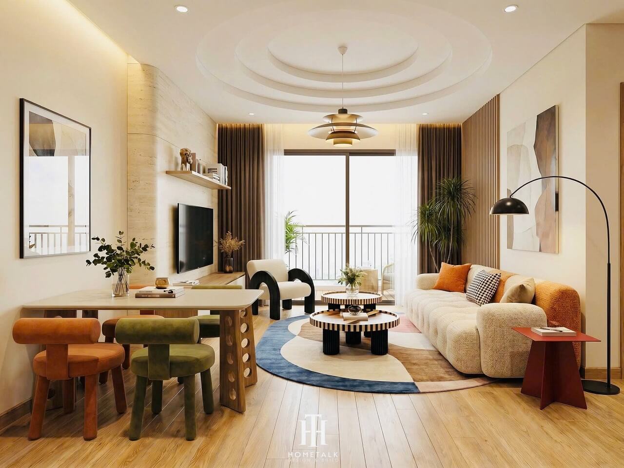 hình thiết kế toàn cảnh phòng khách